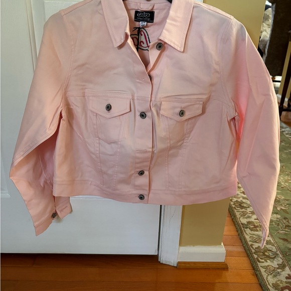 NWT Unique Vintage Pink Ladies Grease Denim Jacket, 1X/16 - Picture 3 of 5